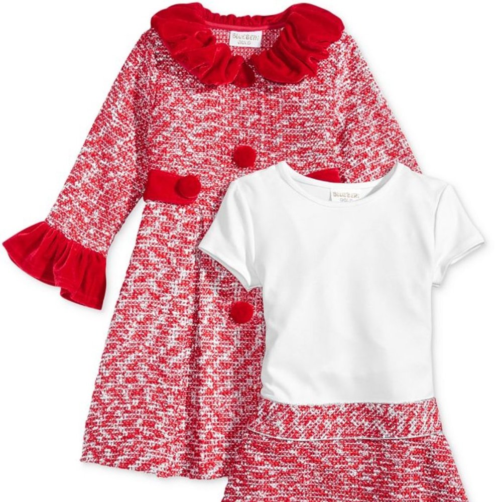 NWT Blueberi Boulevard  Girls 2-Pc. Tweed Coat